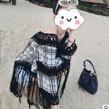 温泉度假比基尼镂空外罩衫防晒衣手工勾花流苏沙滩外套西玛4630