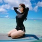 韩版运动分体泳衣女士长袖防晒平角保守潜水冲浪服三件套温泉泳装