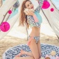 **版温泉带长袖泳装潜水冲浪防晒比基尼分体两件套沙滩游泳衣女