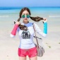 17新款撞色修显长袖瑜伽潜水冲浪服户外运动温泉女分体游泳衣